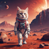 Cat astronaut on Mars