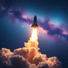 Rocket jump through nebula galaxy
