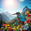 King fishermen in the flower paradise