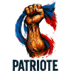Patriot raised fist and French flag
