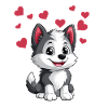 Cute husky with hearts