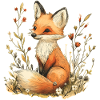 Fox with flowers