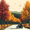 Block-Print Tree Row + Bike
