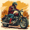 Plaid Socks + Biker Illustration
