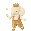 Royal elephant in overalls