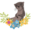 Seeotter Cartoon Blume Floral