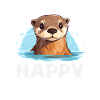 Sea Otter Cartoon Lucky Face