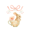 Pastel Bunny in Floral Mug