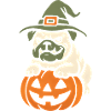 Pug Halloween Pumpkin Witch