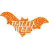 Halloween Orange Glitter Bat Silhouette