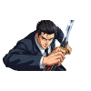 anime in suit with sword