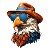 Eagle with hat and sunglasses
