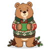 Winter bear with steaming cocoa