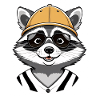 Raccoon with helmet and sunglasses