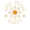 Love Peace Unity Retro Flowers