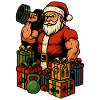 Fitness Santa mit Geschenken