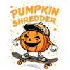 Cool pumpkin shredder on the skateboard