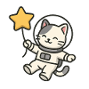 Cute Astro Cat with Star Balloon