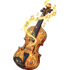 Golden Violin with musical notes