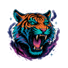 Neon Tiger Rage Galaxy Design