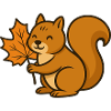 Cute Squirrel with Autumn Leaf Cartoon