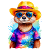 Otter mit Strohhut