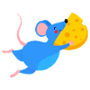 Happy Blue Mouse & Yellow Cheese
