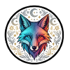 Bunter Wolf im Kreisornament