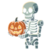 Squelette avec citrouille d’Halloween