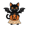 Halloween cat with pumpkin