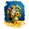 🌻😻 Vincent's Cat among Sunflowers – painting