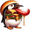 Drôle pingouin Halloween Fast Food Cheeseburger