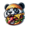 Cute Panda Halloween Cheeseburger Monster Cartoon