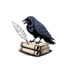 Raven quill and scrolls