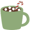 Green Mug Cocoa with Candy Cane