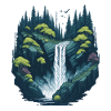 Luminous forest waterfall