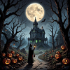 Moon on Halloween Haunted House