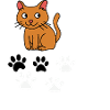 Curious Cat and Paw Prints