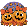 Funny Halloween pumpkins with starry sky