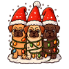 Christmas Pug Dogs with Santa Hat Pugs
