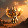 Winged Cat in Desert Egypt