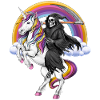 Sensenmann reitet Einhorn