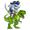 Shark Pirate Riding T-Rex Dinosaur