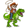 Sloth Cowboy Riding T-Rex Dinosaur