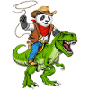 Panda Cowboy Riding T-Rex Dinosaur