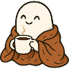 Cuddly Ghost with Coffee and Blanket