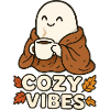 Cozy Vibes Ghost with Mug