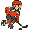 Eishockey Cartoon Junge im Spiel