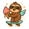 Cool Sloth Skateboard Treat Cone