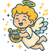 Cute Angel Playing Harp Design